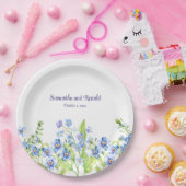 Blue Vergeet me niet Waterverf bruiloft Papieren Bordje (Feest)