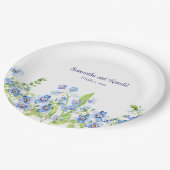 Blue Vergeet me niet Waterverf bruiloft Papieren Bordje (Gekanteld)