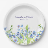 Blue Vergeet me niet Waterverf bruiloft Papieren Bordje (Voorkant)