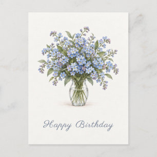 Blue Verget Me Niet Verjaardag Briefkaart