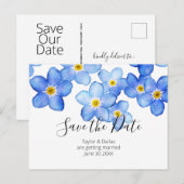 Blue Verget Me Nietjes Bewaar de Datum Briefkaart (Voorkant / Achterkant)
