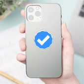 Blue Verified Check Waterdichte Vinyl Sticker (Telefoon)