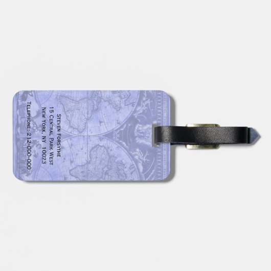 Blue Version Antiek Wereldkaart J Blaeu 1664 Bagagelabel (Achterkant horizontaal)