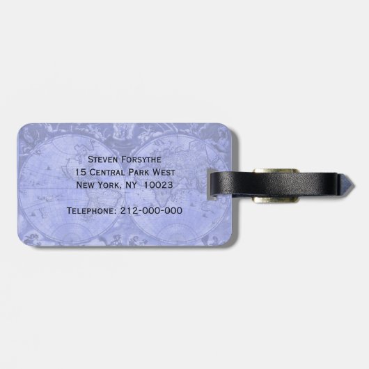 Blue Version Antiek Wereldkaart J Blaeu 1664 Bagagelabel (Achterkant horizontaal)