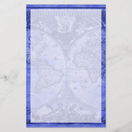 Blue Version Antiek Wereldkaart J Blaeu 1664 Briefpapier