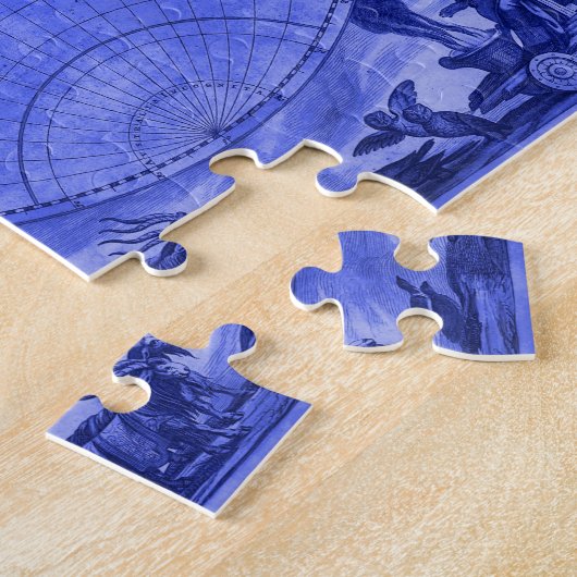 Blue Version Antiek Wereldkaart J Blaeu 1664 Legpuzzel (Zijkant)