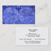 Blue Version Antiek Wereldkaart J Blaeu 1664 Visitekaartje (Voorkant / Achterkant)