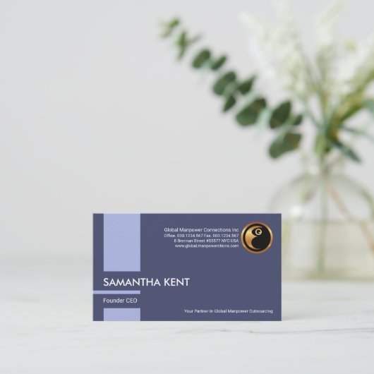 Blue Vertical Column Stripe Manpower Consultant Visitekaartje (Staand voorkant)