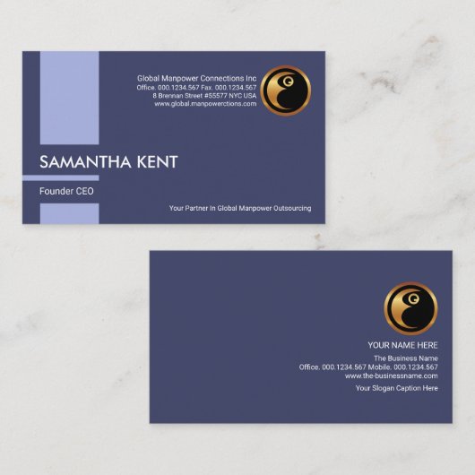 Blue Vertical Column Stripe Manpower Consultant Visitekaartje (Voorkant / Achterkant)