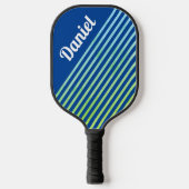 Blue Vertical Striped Personalized Modern Geo Pickleball Paddle (Voorkant)