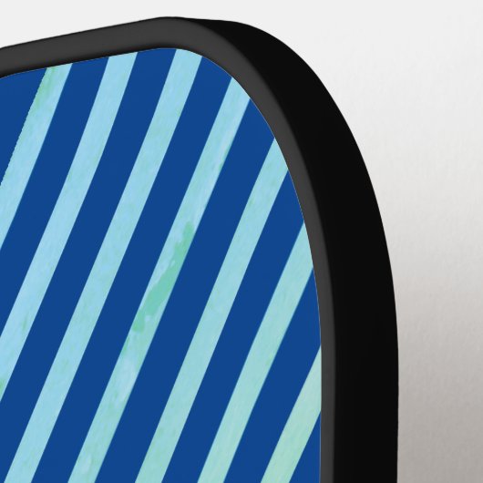 Blue Vertical Striped Personalized Modern Geo Pickleball Paddle (Links Detail)
