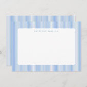 Blue Vertical Stripes Coastal Monogram Notitiekaartje (Voorkant / Achterkant)