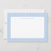 Blue Vertical Stripes Coastal Monogram Notitiekaartje (Voorkant)