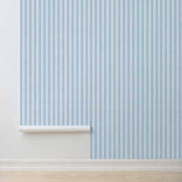 Blue Vertical Stripes Linen Look Coastal Behang