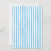 Blue vertical stripes Modern Script Heart Wedding Kaart (Achterkant)