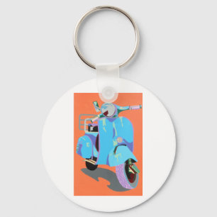 Blue Vespa Sleutelhanger
