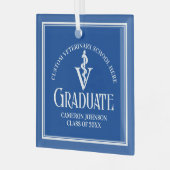 Blue Veterinary School Afstuderen Kerst Glas Ornament (Voorkant links)