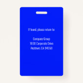 Blue Vibrant Personalized Employee Photo ID Badge (Achterkant)