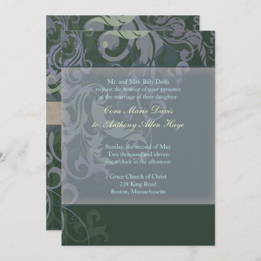 Blue Victoria Wedding Uitnodiging (Voorkant / Achterkant)