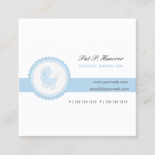 Blue  Victoriaans Baby Stroller Carriage Vierkante Visitekaartje (Voorkant)