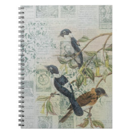 Blue  Victoriaans Birds Notitieboek | elegant