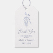 Blue Victoriaans Floral Wedding Gift Labels Cadeaulabel (Voorkant)