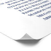 Blue Victoriaans Wedding Seating Chart Poster (Hoek)