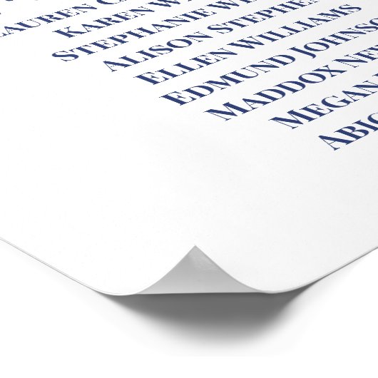 Blue Victoriaans Wedding Seating Chart Poster (Hoek)