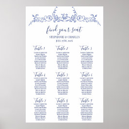 Blue Victoriaans Wedding Seating Chart Poster