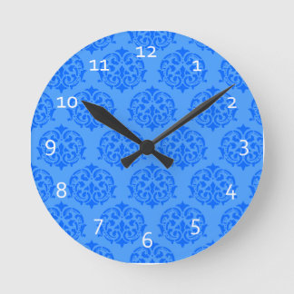 Blue Victorian Pattern Wall Clocks Ronde Klok