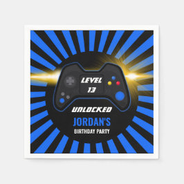 Blue Video Game Birthday Napkins Servet
