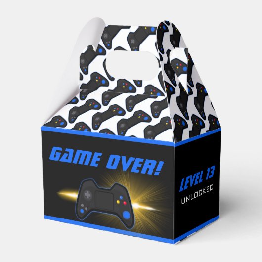 Blue Video Game Controller Favor Box Bedankdoosjes (Voorkant Zijde)