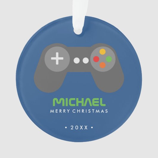 Blue Video Game Controller Kinder Kerstmis Ornament (voorkant)