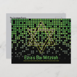 Blue Video Game Gamer Bar Mitzvah Sla de datum op Briefkaart