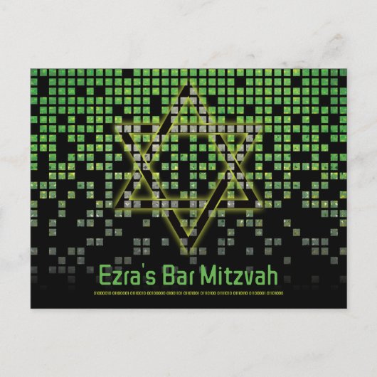 Blue Video Game Gamer Bar Mitzvah Sla de datum op Briefkaart (Voorkant)