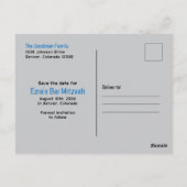 Blue Video Game Gamer Bar Mitzvah Sla de datum op Briefkaart (Achterkant)