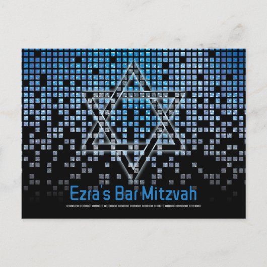 Blue Video Game Gamer Bar Mitzvah Sla de datum op Briefkaart (Voorkant)