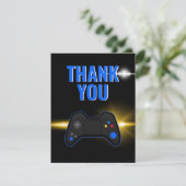 Blue Video Game Party Bedankkaart (Staand voorkant)