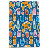 Blue Video Game Pattern Personalized Birthday Medium Cadeauzakje (Voorkant)