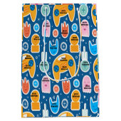 Blue Video Game Pattern Personalized Birthday Medium Cadeauzakje (Achterkant)