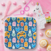 Blue Video Game Pattern Personalized Birthday Papieren Bordje (Feest)