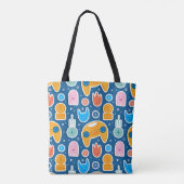 Blue Video Game Pattern Persoonlijke Canvas tas (Achterkant)
