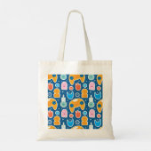 Blue Video Game Pattern Persoonlijke Canvas tas (Achterkant)