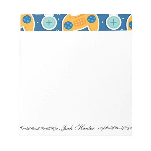 Blue Video Game Thame-naam op maat Notitieblok (Voorkant)