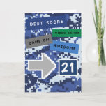 Blue Video Gamer 21st Birthday Kaart<br><div class="desc">Een coole blauwe videogame met 21ste verjaardagskaart voor hem. Het is voorzien van een blauw pixelvideospelletje op de voor- en achterkant van de kaart. De binnenkant leest een niveau omhoog verjaardagskaartbericht dat gemakkelijk kan worden gepersonaliseerd indien gewenst. Deze leuke gamingverjaardagskaart zou hem een groot goed doen.</div>