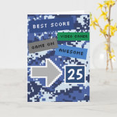 Blue Video Gamer 25th Birthday Kaart (Gele Bloem)