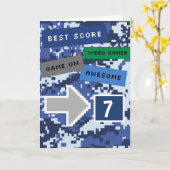 Blue Video Gamer 7th Birthday Kaart (Gele Bloem)