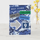 Blue Video Gamer 9th Birthday Kaart (Gele Bloem)