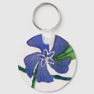 "Blue Vinca" Floral Sleutelhanger