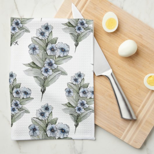 Blue Vinca Kitchen of Tea Towel Theedoek (Quarter Fold)